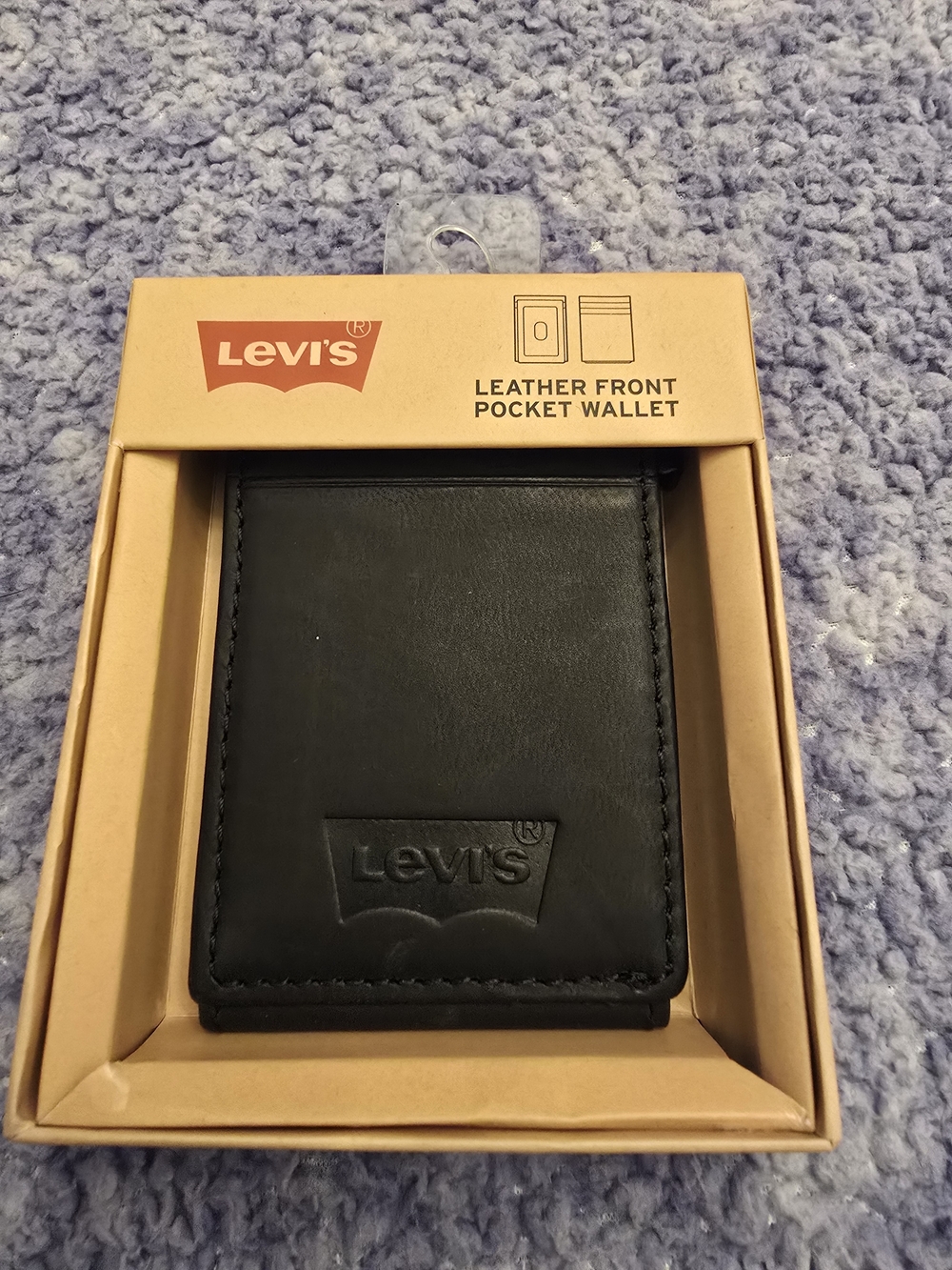 NEW Men's Levi's Black Leather Front Pocket Wallet, RFID Blocking